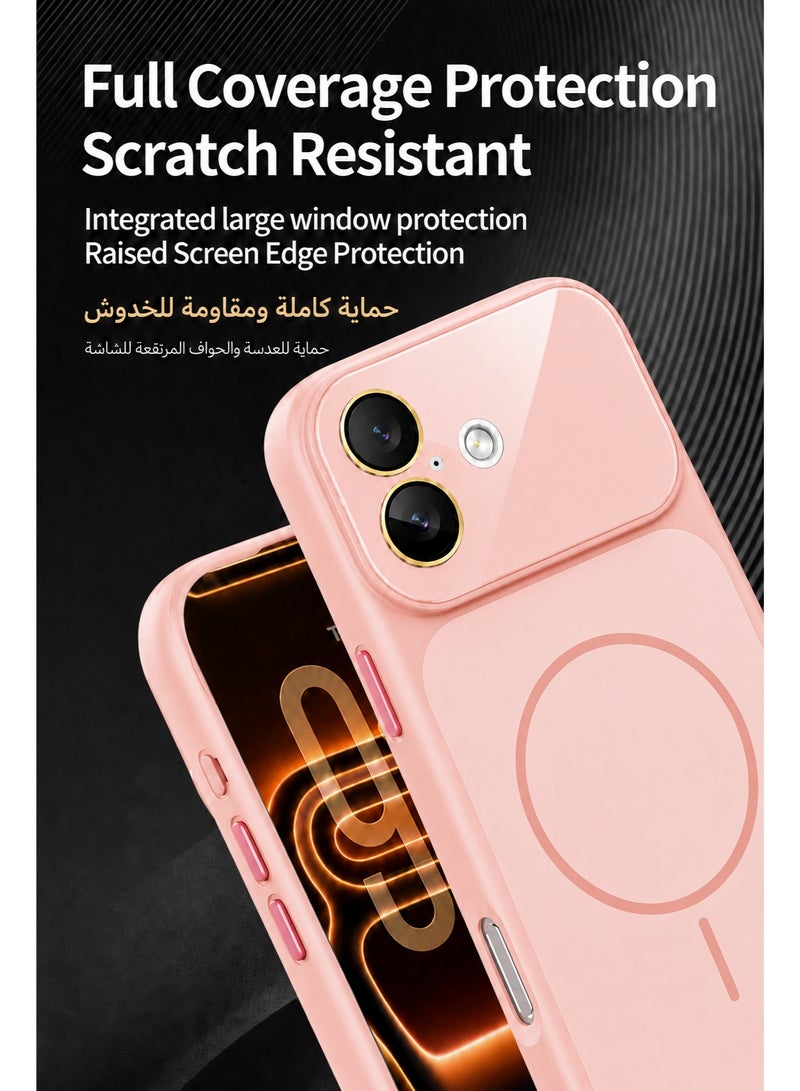 سوكاد كفر وردي مطفي بتصميم نافذة كبيرة مع MagSafe لهاتف iPhone 17، حماية كاملة للكاميرا، غطاء نحيف مقاوم لبصمات الأصابع مع أزرار معدنية - Image 2