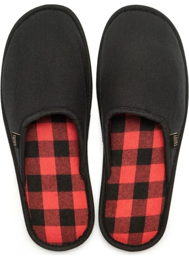 Twigy Square Black Men's House Slippers Noiseless Sole