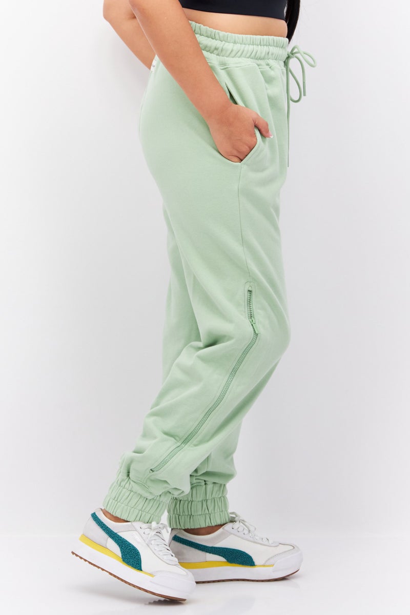 TRIBE OF 6 Women Regular Fit Solid Jogger Pants, Green - Image 2