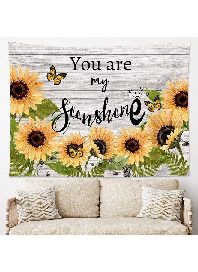 LB Sunflower Butterfly Tapestry Wall Hanging You Are My Sunshine On Rustic Wood Plank Tapestry Fantasy Hippie Tapestry Wall Art For Teen Bedroom Living Room Dorm Home Decor 60 X 40 Inches  - Image 5