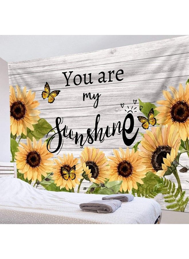 LB Sunflower Butterfly Tapestry Wall Hanging You Are My Sunshine On Rustic Wood Plank Tapestry Fantasy Hippie Tapestry Wall Art For Teen Bedroom Living Room Dorm Home Decor 60 X 40 Inches  - Image 3
