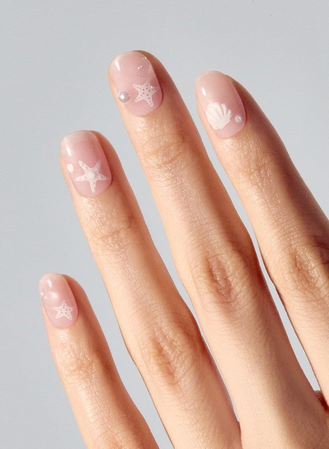 ohora Semi Cured Gel Nail Strips (N Seashell Love) - Works with Any Nail Lamps, Salon-Quality, Long Lasting, Easy to Apply & Remove - Includes 2 Prep Pads, Nail File & Wooden Stick - Image 2