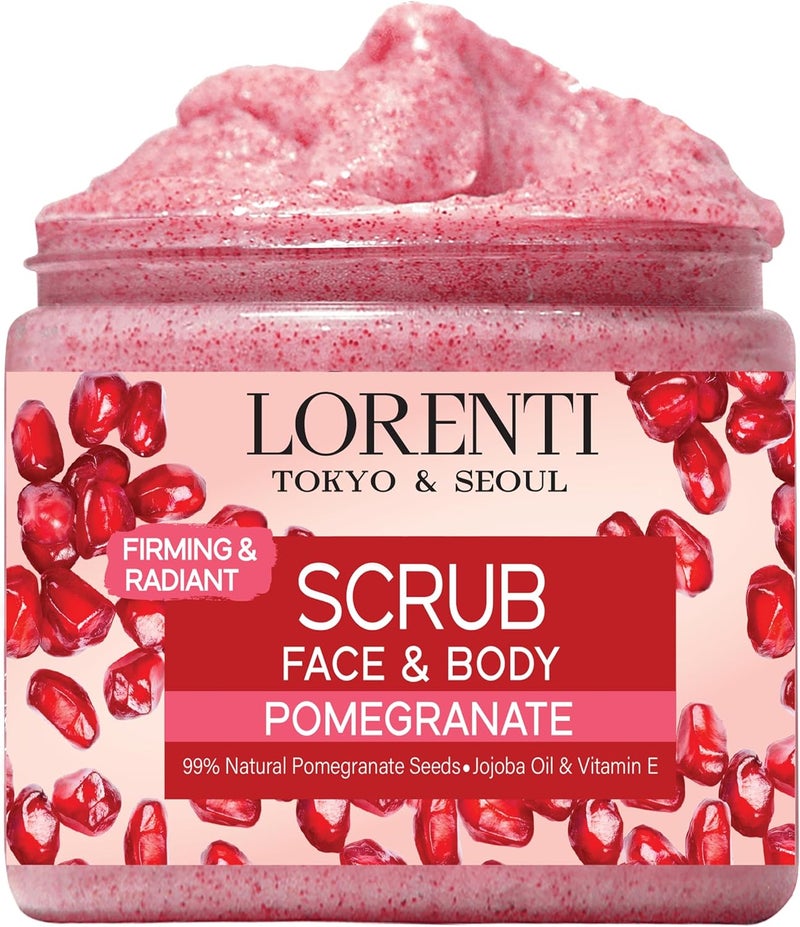 مقشر الرمان لورينتي 500 مل للوجه والجسم لشد البشرة وإشراقتها يدعم إنتاج الكولاجين مضاد للشيخوخة والتجاعيد