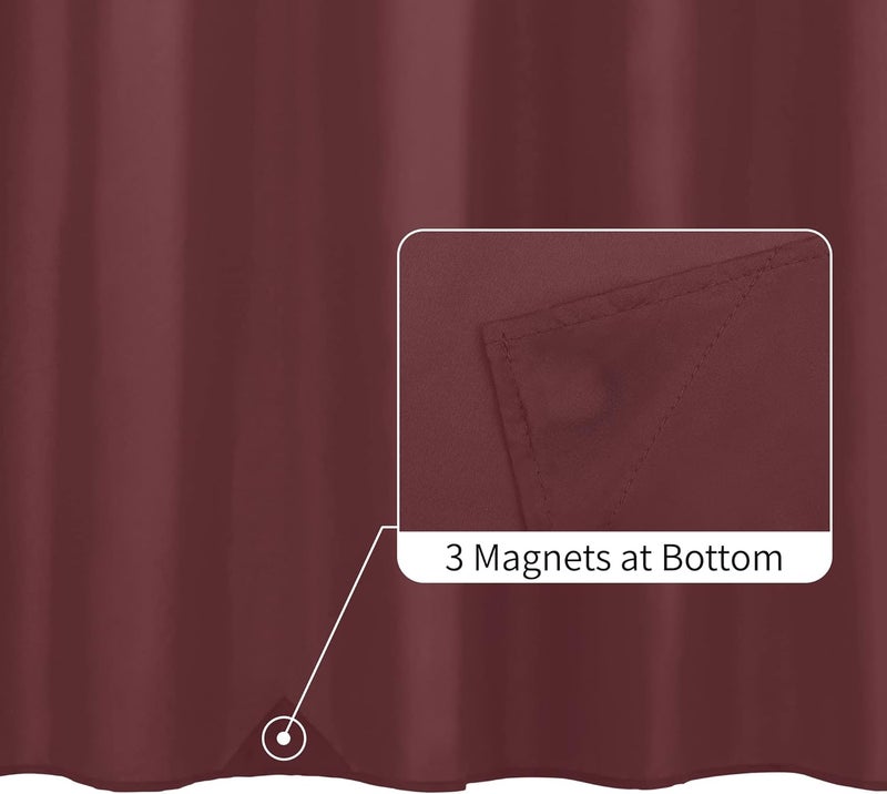 ALYVIA SPRING Burgundy Red Fabric Shower Curtain Liner Waterproof - Soft Hotel Quality Cloth Shower Liner with 3 Magnets, Light-Weight & Machine Washable - Standard Size 72x72, Burgundy - Image 2