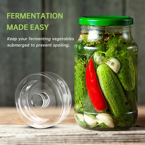 eispap 2Pcs Wide-Mouth Fermentation Glass Weight Set With Easy Grip Perfect For Home Brewing, Pickling, Canning, Fermented Fruits, Sauerkraut, Kimchi And More. (2) - Image 5