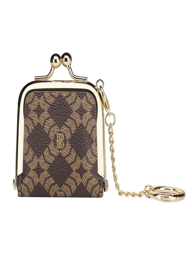 Royal Bagger Mini Retro Jewelry Box for Women, Slim Kiss Lock Purse with Removable Chain, Signature Coated Canvas & Vegetable-Tanned Leather 7120 (Coffee) - Image 1