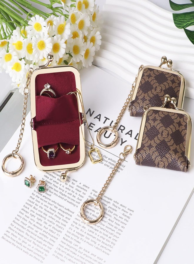 Royal Bagger Mini Retro Jewelry Box for Women, Slim Kiss Lock Purse with Removable Chain, Signature Coated Canvas & Vegetable-Tanned Leather 7120 (Coffee) - Image 2