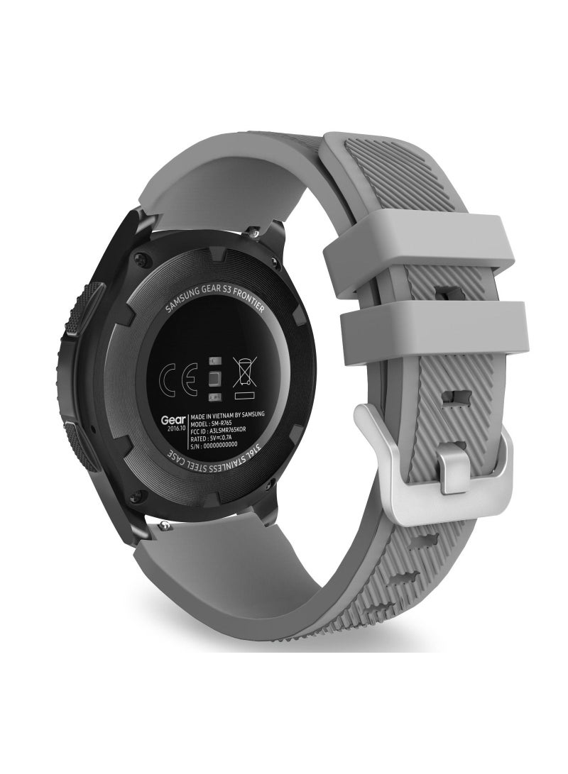 Band Compatible with Samsung Galaxy Watch 3 45mm/Gear S3 Frontier/Classic/Galaxy Watch 46mm/Huawei Watch GT2 Pro/GT 46mm/GT2 46mm/Ticwatch Pro 3, Silicone Strap Fit 22mm Band _ Grey - Image 1