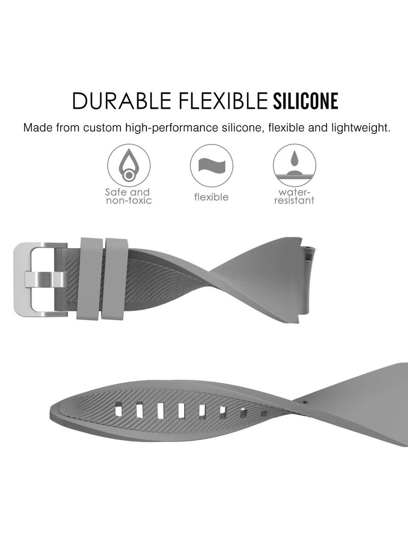 Band Compatible with Samsung Galaxy Watch 3 45mm/Gear S3 Frontier/Classic/Galaxy Watch 46mm/Huawei Watch GT2 Pro/GT 46mm/GT2 46mm/Ticwatch Pro 3, Silicone Strap Fit 22mm Band _ Grey - Image 4