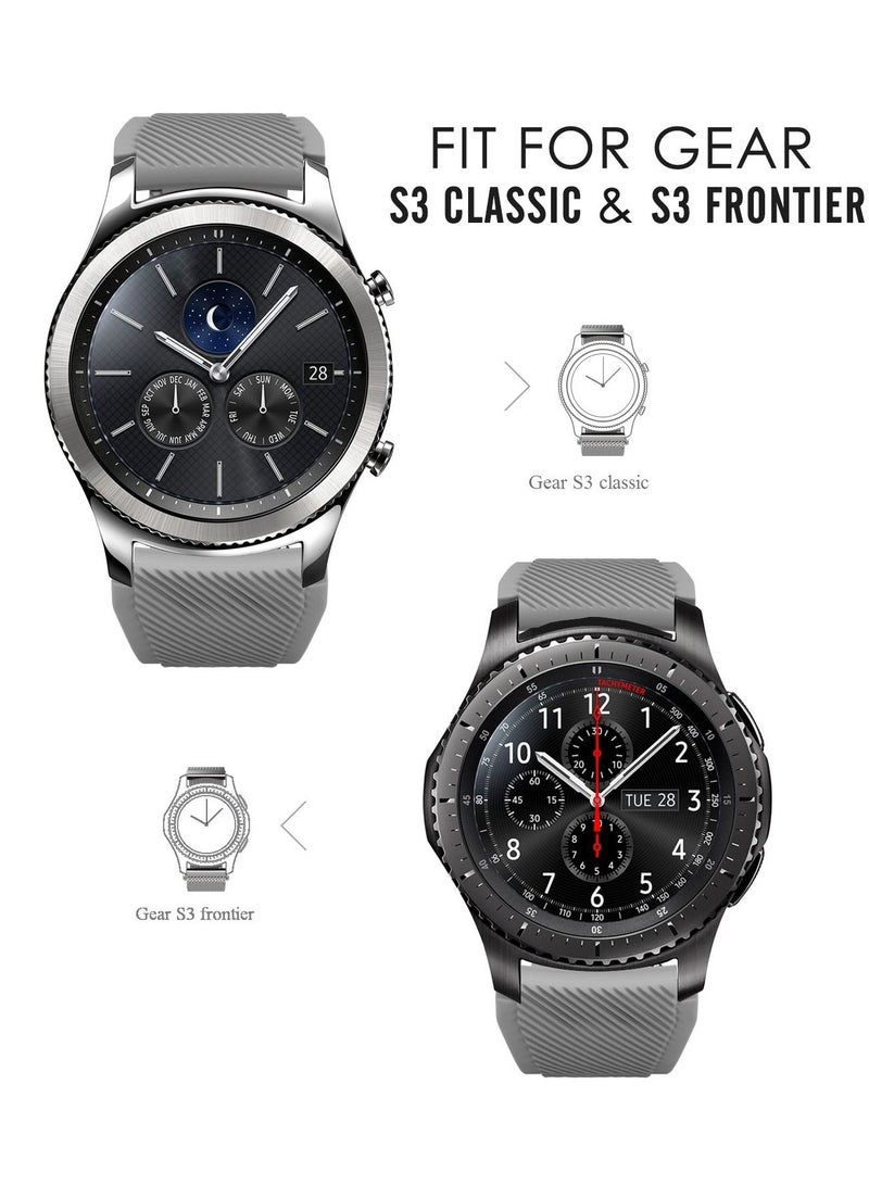 Band Compatible with Samsung Galaxy Watch 3 45mm/Gear S3 Frontier/Classic/Galaxy Watch 46mm/Huawei Watch GT2 Pro/GT 46mm/GT2 46mm/Ticwatch Pro 3, Silicone Strap Fit 22mm Band _ Grey - Image 2
