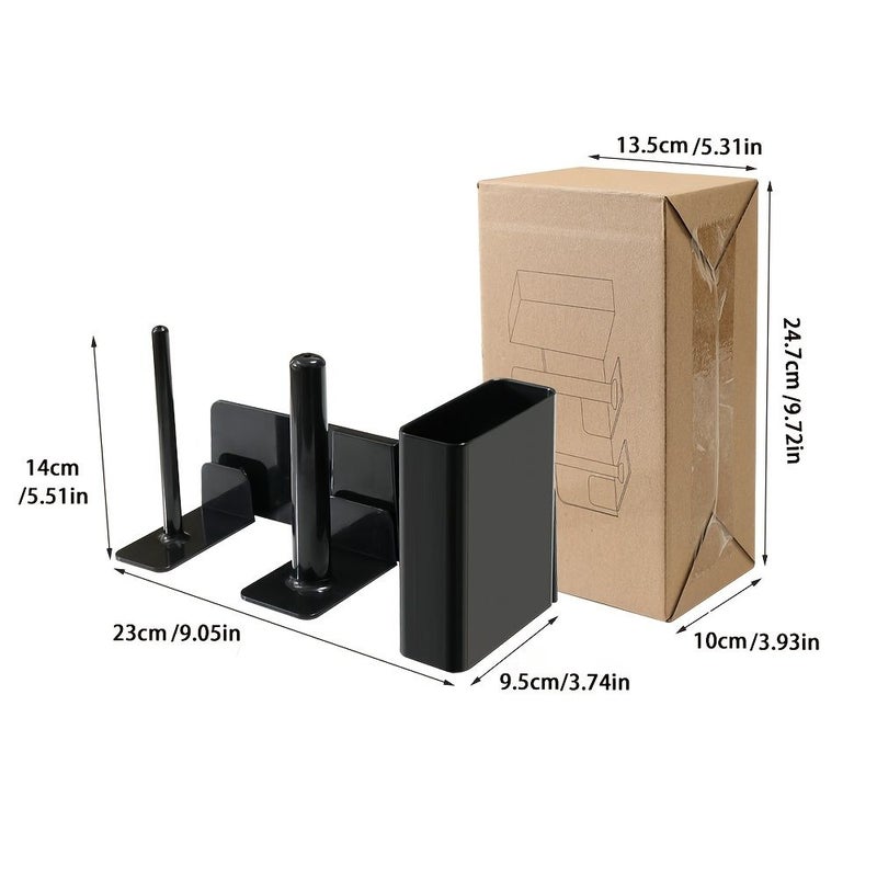 Black Multi Purpose Cup Dispenser And Storage Rack For Paper Cups Tissues Straws Coffee And Milk Tea Cups Bar Counter - Image 3