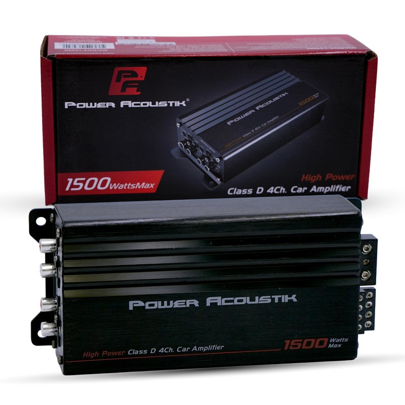 Power Acoustik 4 Channel Car Amplifier â€“ 1500W Max Compact Class D Amp | Small 4-Channel Amp for Tight Installs | Powerful 4 Channel Audio Amp for Full-Range Systems - Image 1
