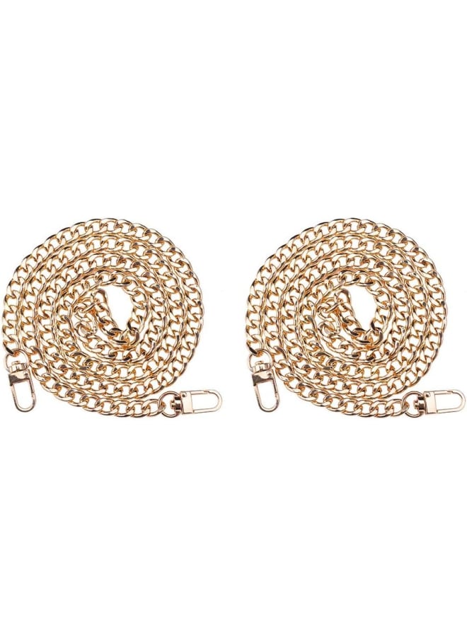 2 Strands 39 Inch Iron Flat Chain Strap Handbag Chains Accessories Purse Straps Shoulder Cross Body Replacement Straps with Swivel Buckles, Golden, Width 2.5 Inch  - Image 1