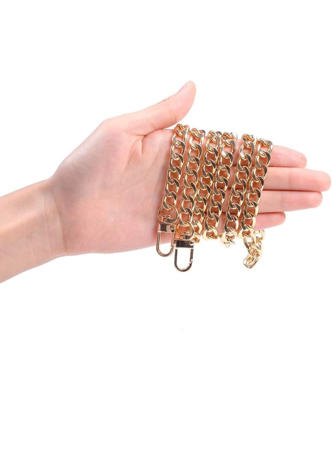 2 Strands 39 Inch Iron Flat Chain Strap Handbag Chains Accessories Purse Straps Shoulder Cross Body Replacement Straps with Swivel Buckles, Golden, Width 2.5 Inch  - Image 3
