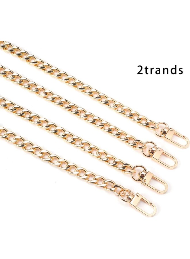 2 Strands 39 Inch Iron Flat Chain Strap Handbag Chains Accessories Purse Straps Shoulder Cross Body Replacement Straps with Swivel Buckles, Golden, Width 2.5 Inch  - Image 4