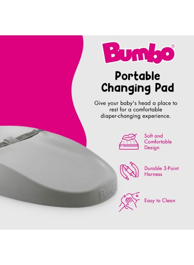 Bumbo Bumbo Baby Changing Pad for Dresser or Table Top, Portable & Wipeable Non Slip Soft Contoured Diaper Change Station with Harness, Cool Grey - Image 4