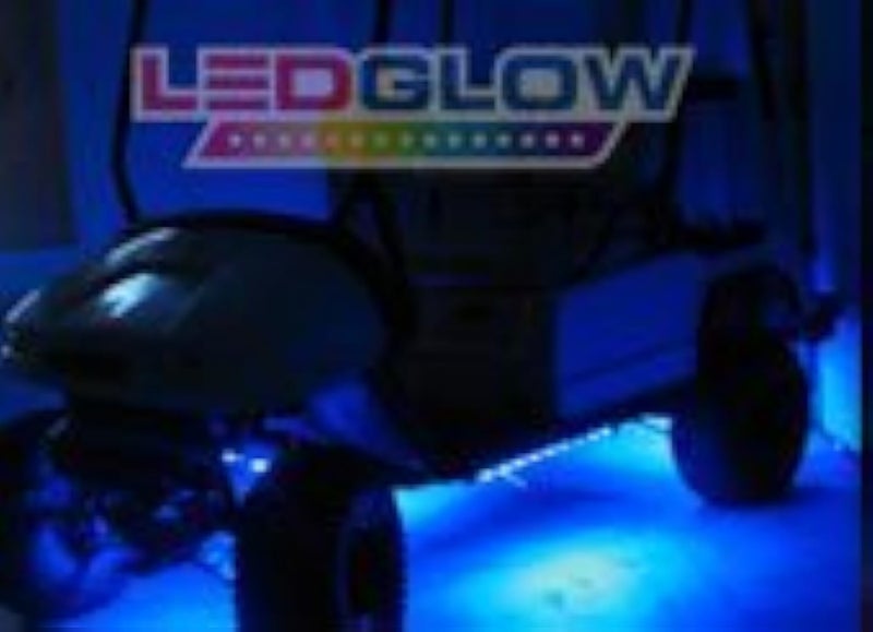 LEDGlow 4pc. Blue LED Golf Cart Underbody Underglow Light Kit - Water Resistant Flexible Tubes - Includes Wireless Remote - Image 2