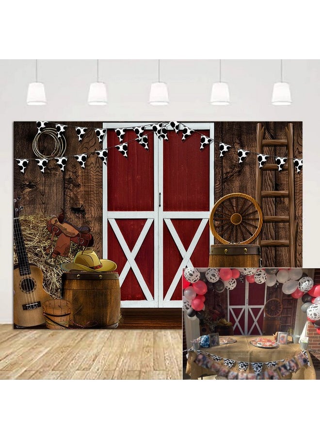 CGXINS - Western Cowboy Scene Photography Backdrop 5X3Ft Farmhouse Wooden Barn Door Background For Baby Party Photo Booth Props Banner - Image 1