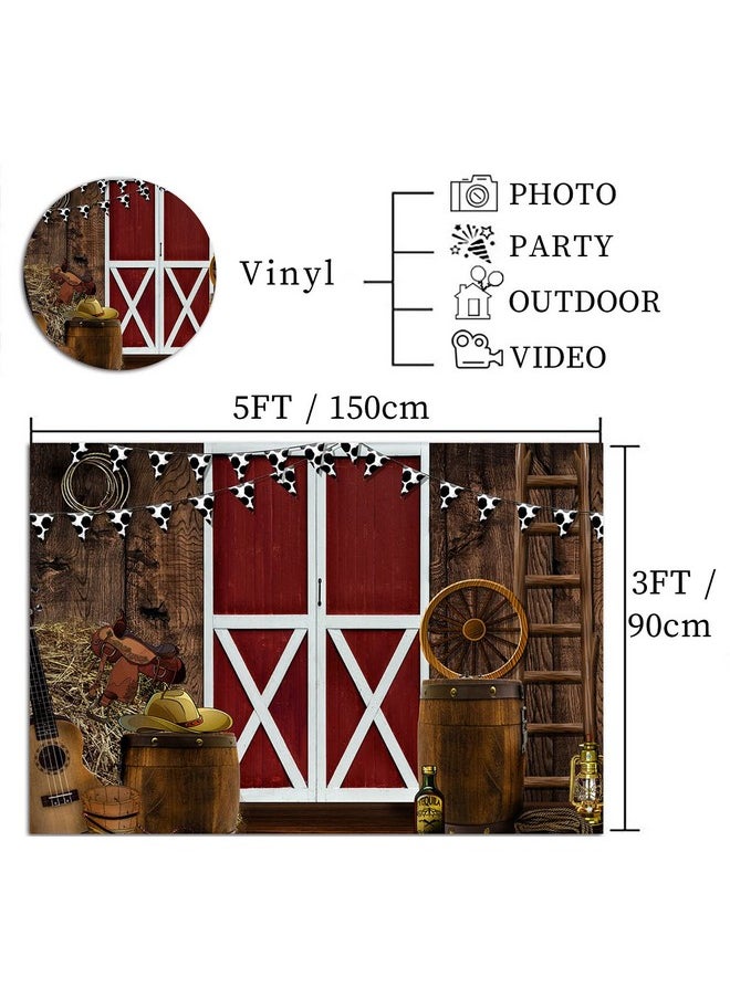 CGXINS - Western Cowboy Scene Photography Backdrop 5X3Ft Farmhouse Wooden Barn Door Background For Baby Party Photo Booth Props Banner - Image 1