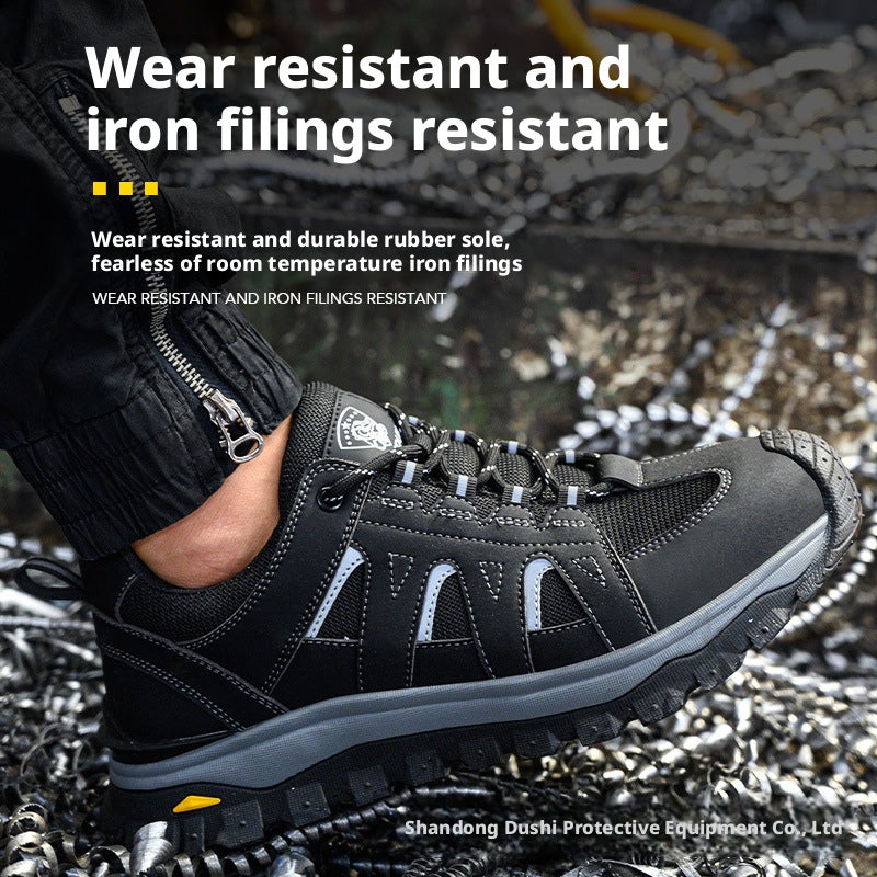 Microfiber Leather Steel Toe Safety Shoes Puncture Resistant Low-Top Rubber Sole - Image 4