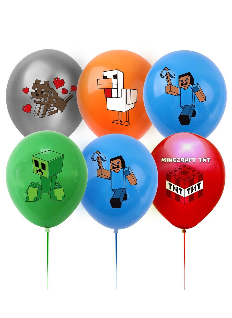 My World Pixel Game Theme Birthday Party Decoration Set Flag Cake Card Balloon