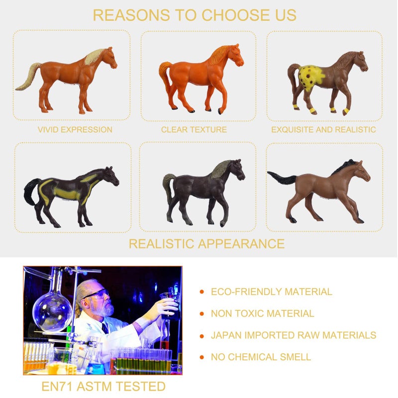 JOKFEICE Horse Figures 18PCS Plastic Miniature Animal Toys for Science Project, Learning Educational Toys, Cake Topper Birthday for Kids Toddlers - Image 3