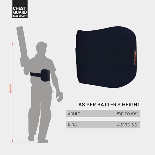 moonwalkr Chest Guard Cricket for Batter’s Height (4’5”- 5’3”) Protective Gear Chest Protector Cricket Accessories with Ballistic-Proof Composite Shell & 3-inch Adjustable Strap for Youth Size Blue - Image 3