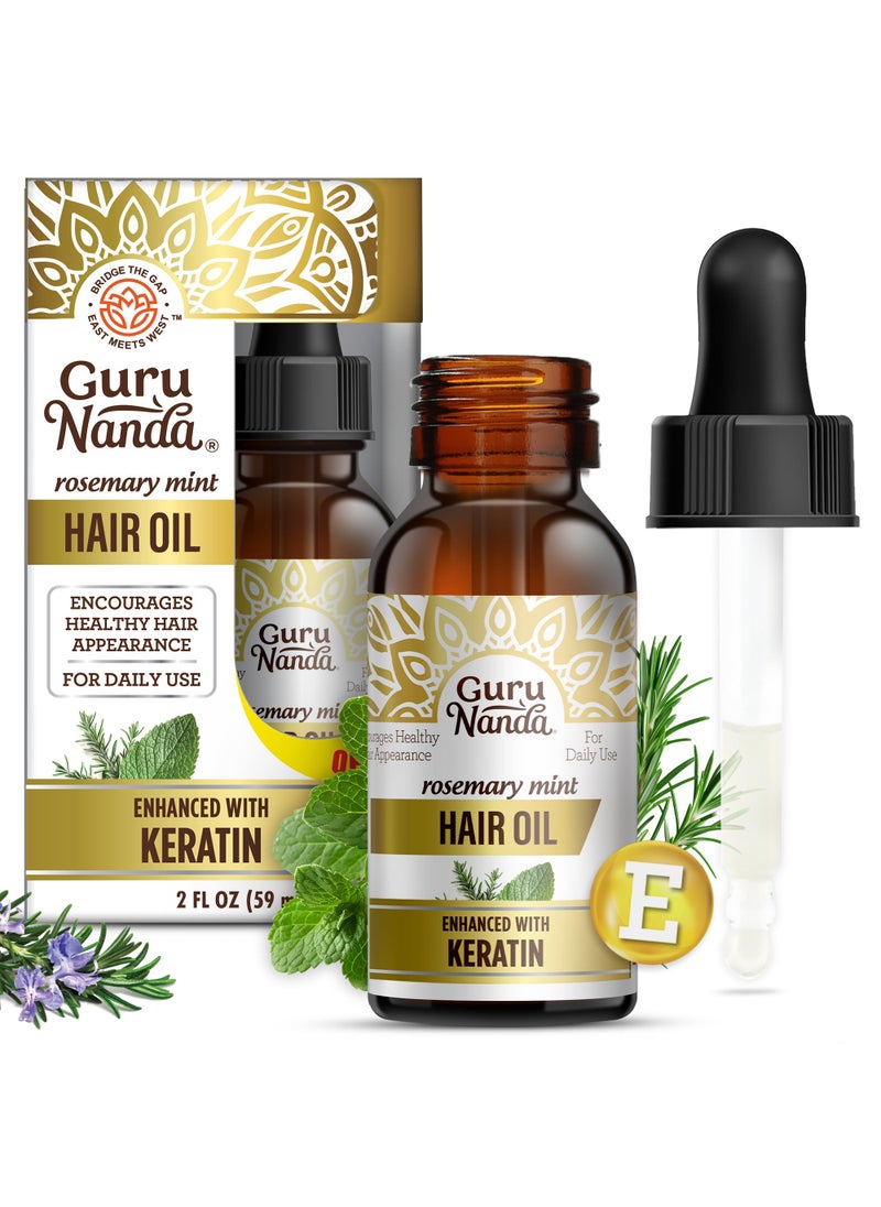GuruNanda - GuruNanda Rosemary Mint for Hair Growth with Keratin & Vitamin E Oil - Encourages Scalp, Shine & Hair Strengthening- 100% Natural, Cruelty-Free, 2oz - Image 1