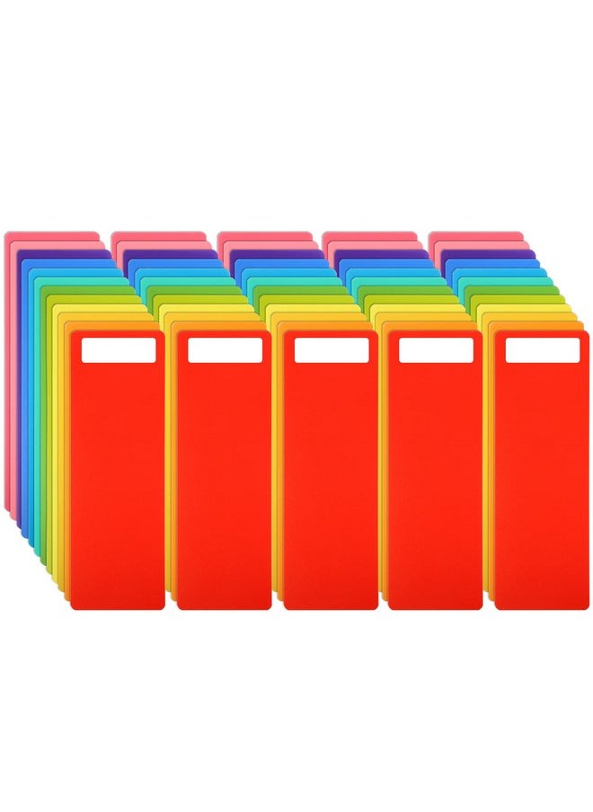 TaoBary TaoBary 60 Pcs Library Book Dividers with Stickers 4 x 12 Inch Library Shelf Marker Assorted Color Comic Book Markers Plastic Dividers to Organize Library Home Teaching Supplies, 12 Colors  - Image 1