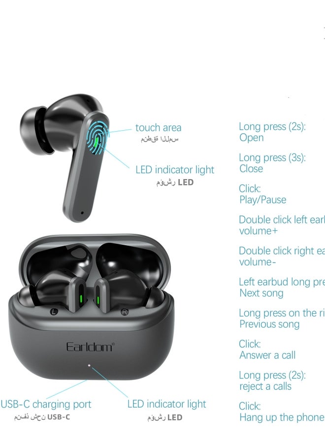 Earldom - Earldom TWS38 True Wireless Earbuds With AI Noise Cancelling, Black - Image 1
