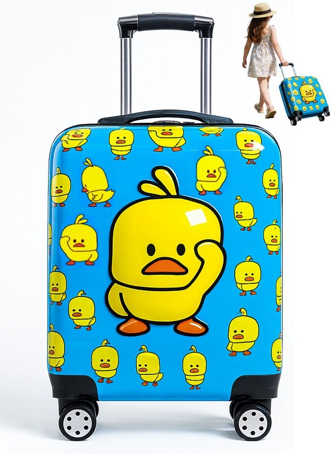 VUCATIN Kids Luggage, Toddler Lightweight Trolley Case with Universal Wheels, Hard Shell Suitcase with Combination Lock, Suitable for Boys and Girls Travel Suitcase (Blue Duck) - Image 1