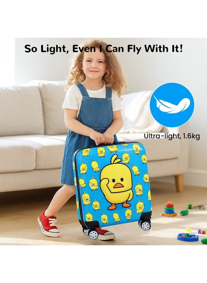 VUCATIN Kids Luggage, Toddler Lightweight Trolley Case with Universal Wheels, Hard Shell Suitcase with Combination Lock, Suitable for Boys and Girls Travel Suitcase (Blue Duck) - Image 4