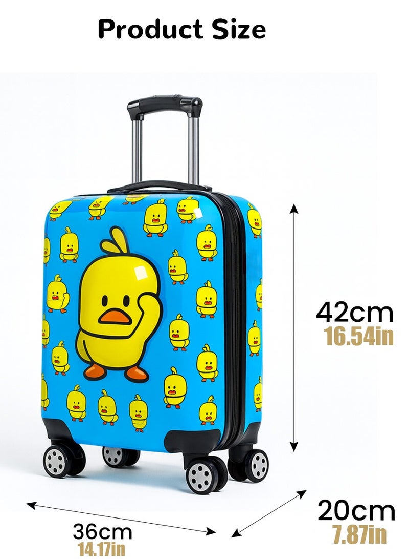 VUCATIN Kids Luggage, Toddler Lightweight Trolley Case with Universal Wheels, Hard Shell Suitcase with Combination Lock, Suitable for Boys and Girls Travel Suitcase (Blue Duck) - Image 5