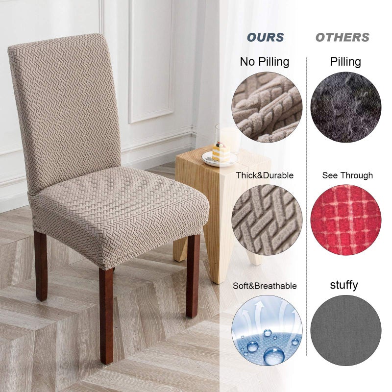 Genina أغطية كرسي Genina المقاومة للماء لأغطيات Kining Room Crait Croach Parson Dining Chair Slipcover (Kaki 2 PCS) - Image 3