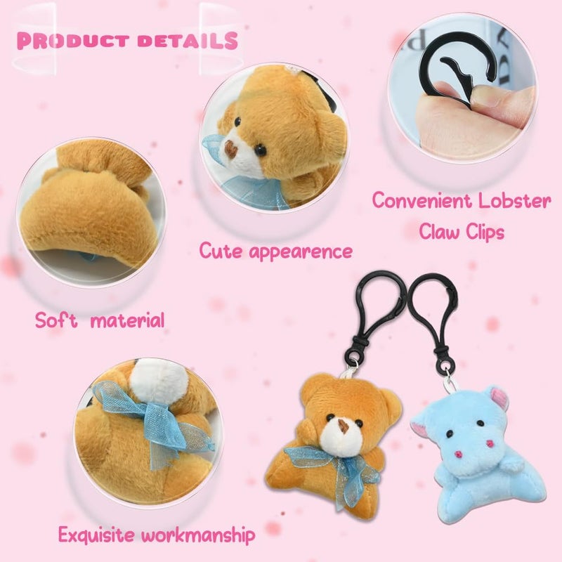 LUKBERA 28 Packs Plush Animals Keychain, Stuffed Animals Keychain Toys for Valentine's Day Easter Egg Fillers Classroom Exchange Gifts Goodie Bag - Image 4