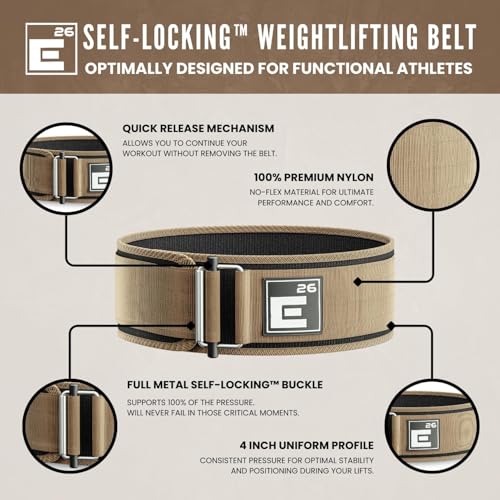 Element 26 Self-Locking Weight Lifting Belt - Premium Weightlifting Belt for Serious Functional Fitness, Weight Lifting & Olympic Lifting Athletes - Lifting Belt for Men & Women (Medium, Ranger Tan) - Image 3