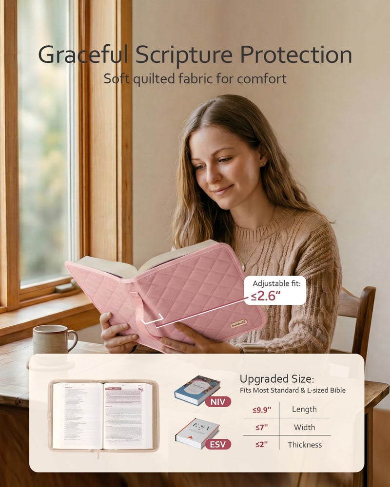 BellaHold Large Bible Bag with Bible Cover Case for Women, Church Bag with Shoulder Strap, Quilted Bible Cover for Bible Study Supplies, a Christian Gift for Women, Navy - Image 4
