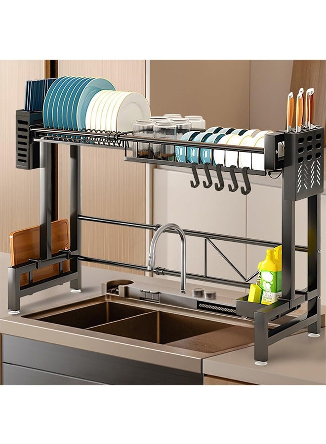 رولستيمي رف تجفيف الأطباق بطبقة واحدة ، فوق الحوض ، قابل للتمديد ، الفولاذ المقاوم للصدأ ، رف تجفيف الأطباق ، سعة كبيرة ، حامل الأطباق ، حامل السكين ، حامل لوح التقطيع ، تخزين متعدد الوظائف ، سهل التجميع - Image 1