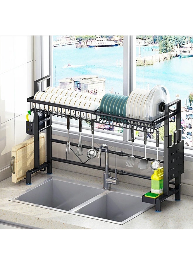 رولستيمي رف تجفيف الأطباق بطبقة واحدة ، فوق الحوض ، قابل للتمديد ، الفولاذ المقاوم للصدأ ، رف تجفيف الأطباق ، سعة كبيرة ، حامل الأطباق ، حامل السكين ، حامل لوح التقطيع ، تخزين متعدد الوظائف ، سهل التجميع - Image 4