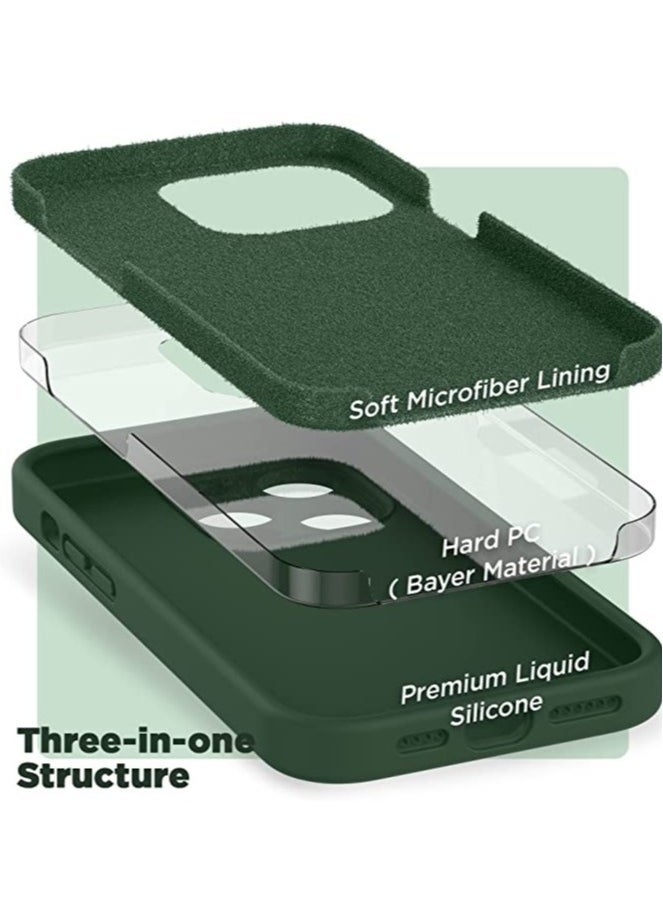 Raxoom iPhone 14 Pro Max Case with Screen Protector, (with Camera Protection + Soft Microfiber Lining) Liquid Silicone Phone Case, Clover Green - Image 5