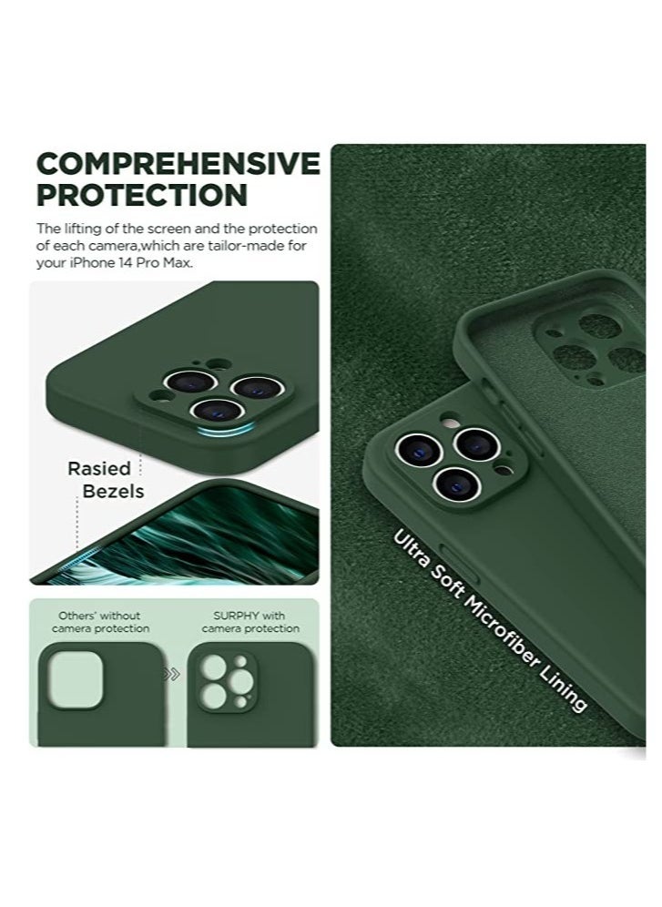 Raxoom iPhone 14 Pro Max Case with Screen Protector, (with Camera Protection + Soft Microfiber Lining) Liquid Silicone Phone Case, Clover Green - Image 3