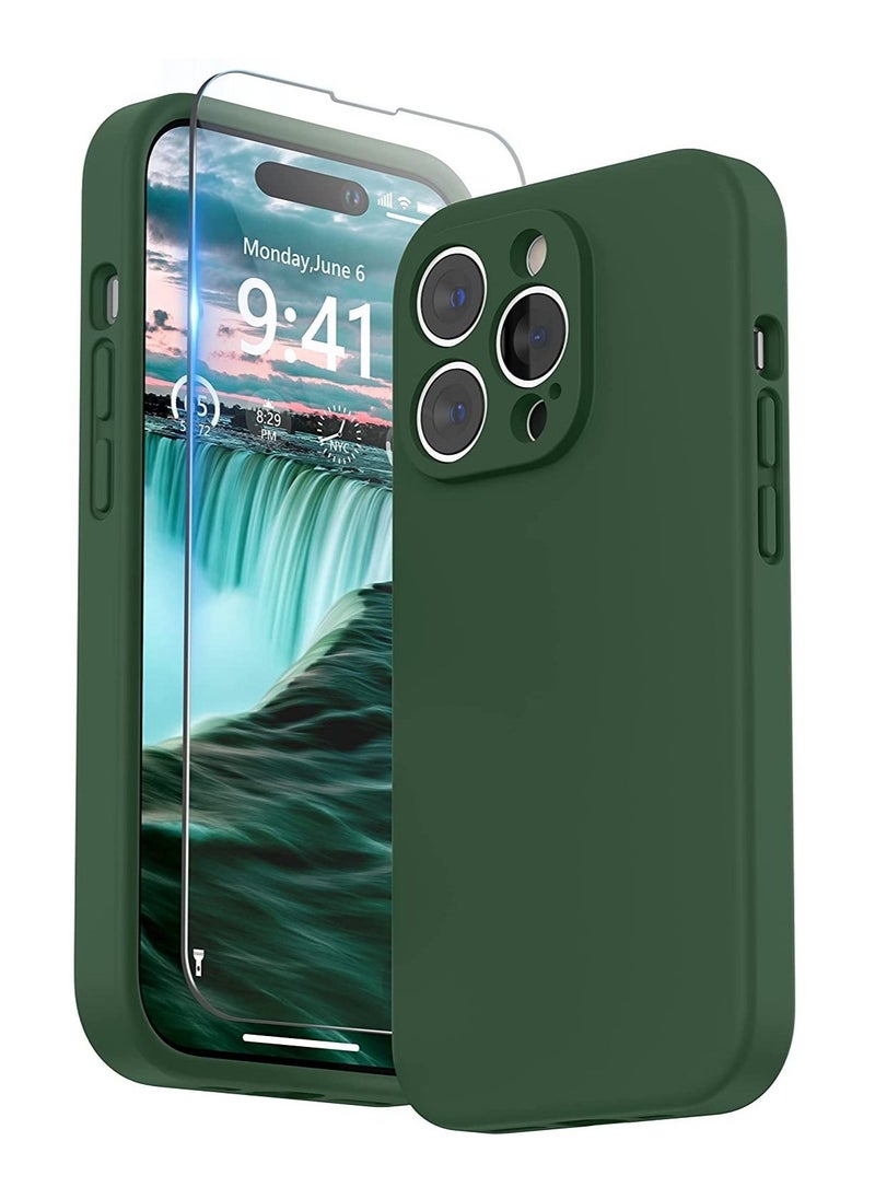 Raxoom iPhone 14 Pro Max Case with Screen Protector, (with Camera Protection + Soft Microfiber Lining) Liquid Silicone Phone Case, Clover Green - Image 1