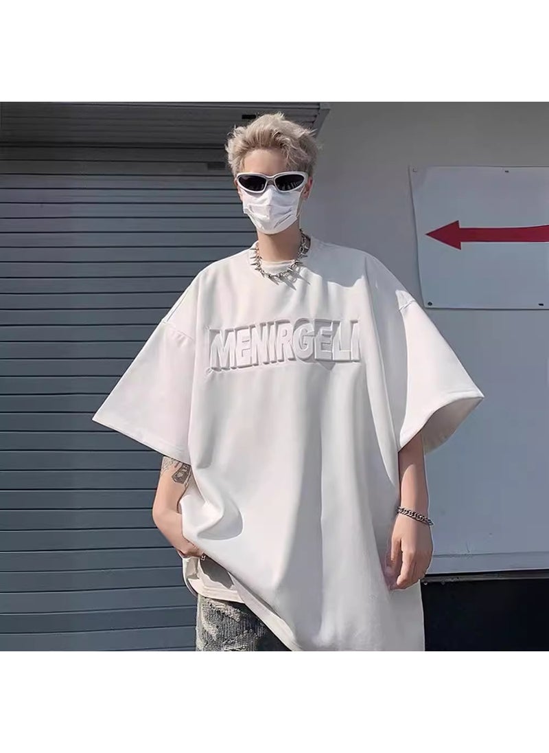 Generic - 2024 Mens Suede Short Sleeve Tee Casual Fashion Ace-t30 white - Image 1