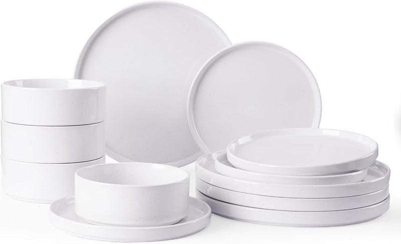 Famiware طقم أطباق وأوعية فامي وير نيبولا 12 قطعة أطقم أدوات المائدة لأربعة أشخاص أبيض مع بقع ملونة - Image 1