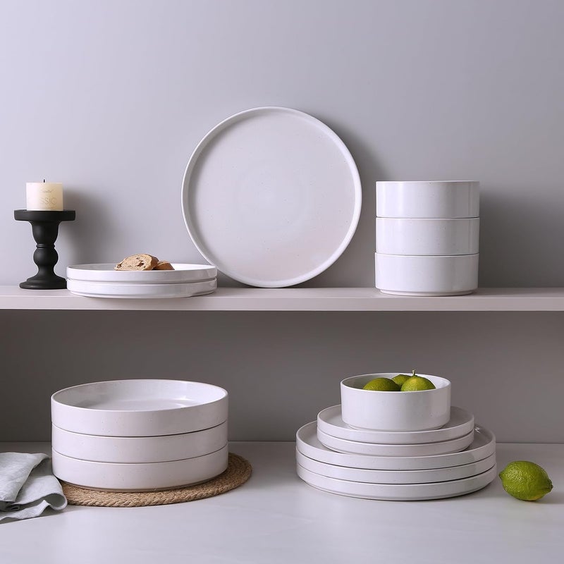 Famiware طقم أطباق وأوعية فامي وير نيبولا 12 قطعة أطقم أدوات المائدة لأربعة أشخاص أبيض مع بقع ملونة - Image 5