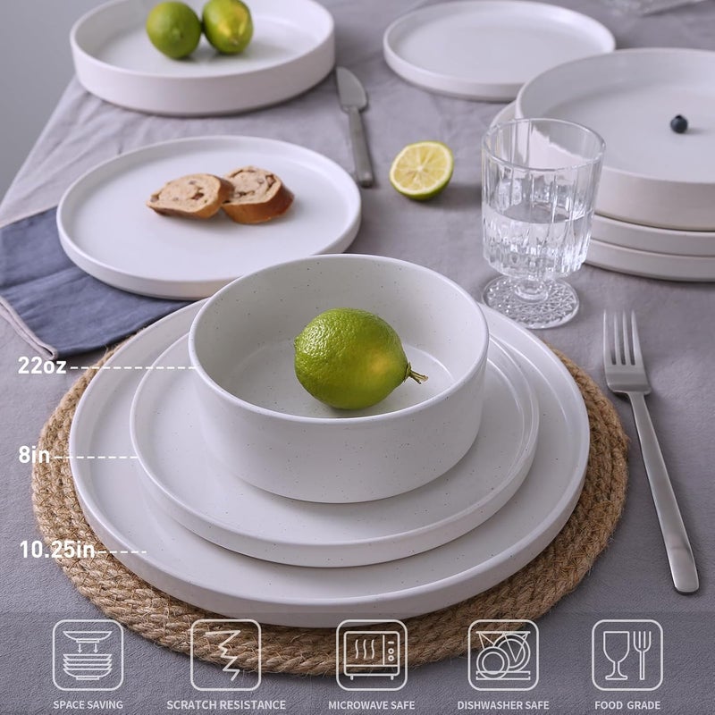 Famiware طقم أطباق وأوعية فامي وير نيبولا 12 قطعة أطقم أدوات المائدة لأربعة أشخاص أبيض مع بقع ملونة - Image 2