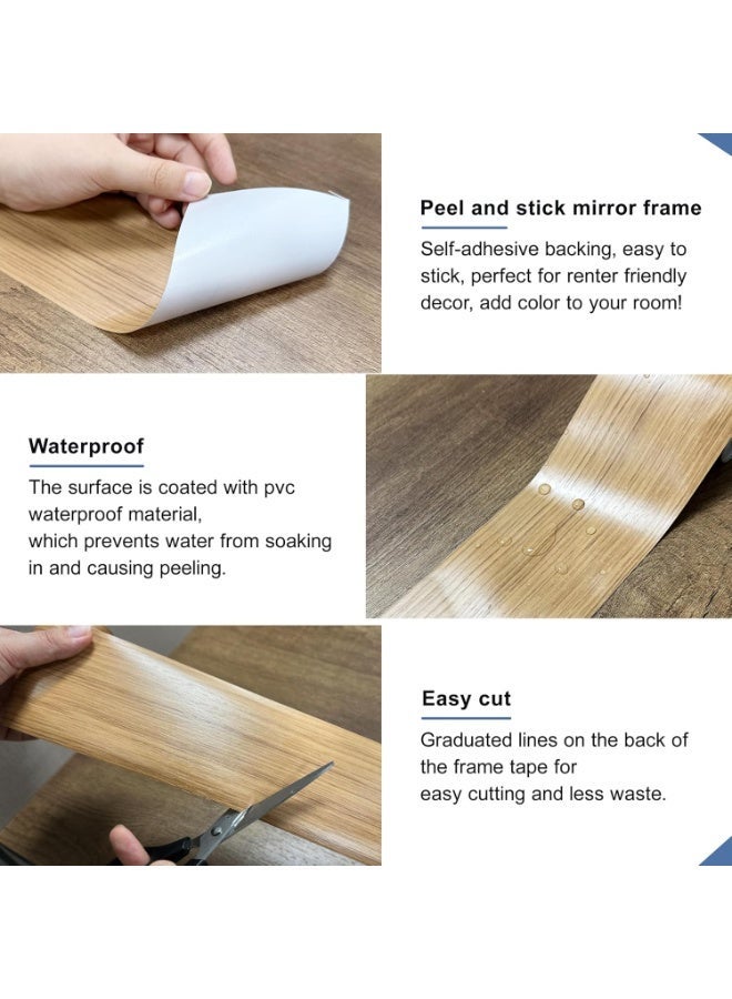 Reelyo Wood Grain Self-Adhesive Wall Decorative Strips, Waterproof Tape Wallpaper For Living Room Floor, Large Size Thickened Waterproof Wood Grain Wallpaper, Suitable For Mirror Frames, Cabinets, Door Frames, Kitchen Decoration (10m) - Image 3