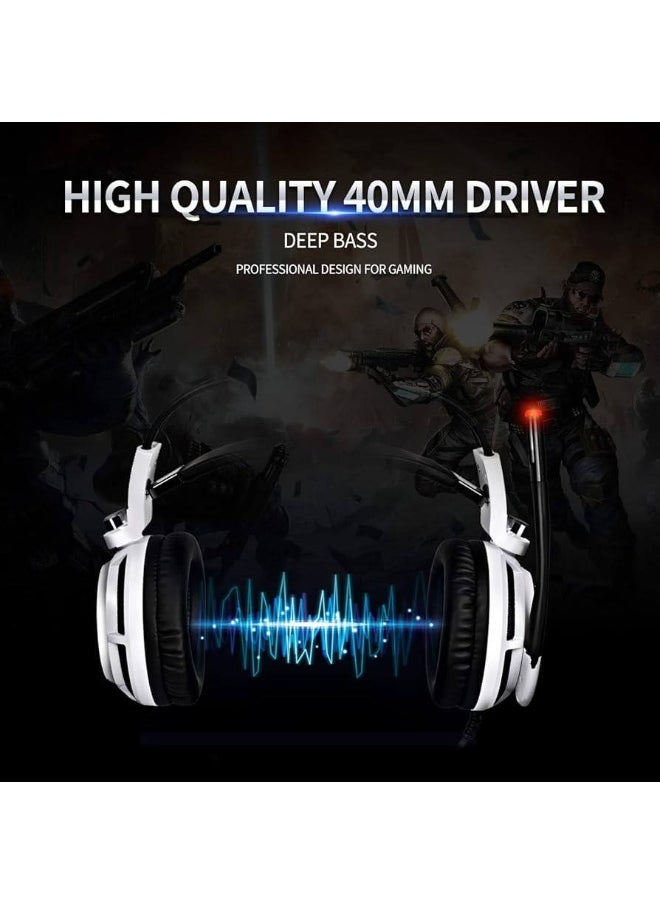 Somic - G941 Gaming Vibration Headset: 7.1 Virtual Surround Sound with Omnidirectional Mic & Volume Control | LED, USB, Lightweight & Comfortable Over Ear Headphones for Professional Gamers (White) - Image 1