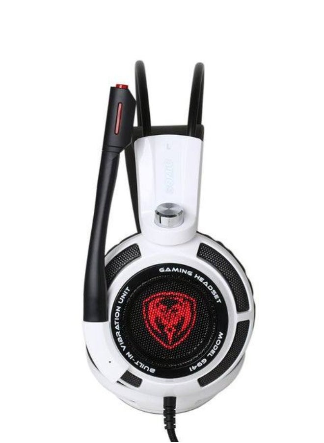 Somic - G941 Gaming Vibration Headset: 7.1 Virtual Surround Sound with Omnidirectional Mic & Volume Control | LED, USB, Lightweight & Comfortable Over Ear Headphones for Professional Gamers (White) - Image 1