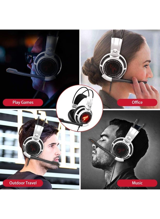 Somic - G941 Gaming Vibration Headset: 7.1 Virtual Surround Sound with Omnidirectional Mic & Volume Control | LED, USB, Lightweight & Comfortable Over Ear Headphones for Professional Gamers (White) - Image 1